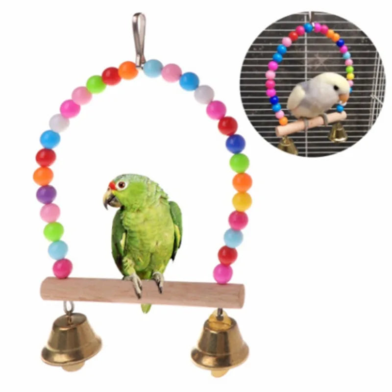 PerchJoy Beaded Wooden Bird Swing