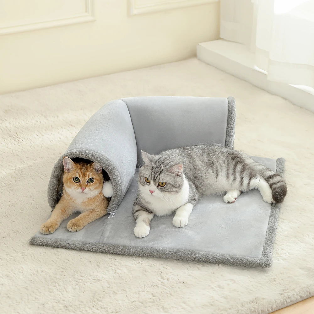 PurrHaven Cozy Cat Tunnel Bed