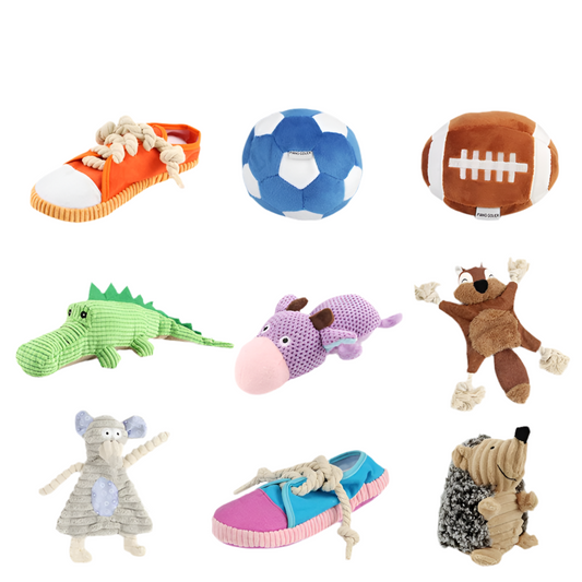 PlushPaws Rabbit & Hedgehog Squeaky Dog Toy