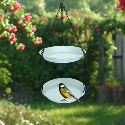 FeatherFeast Dual Bowl Hanging Bird Feeder