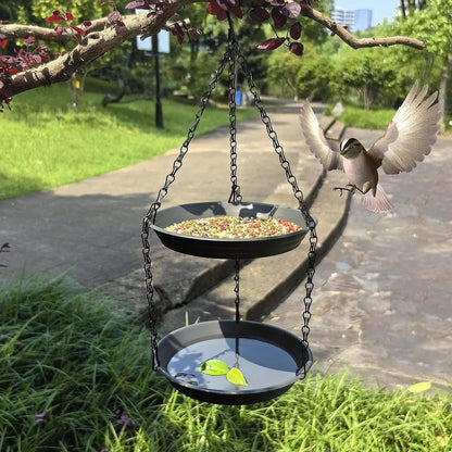 FeatherFeast Dual Bowl Hanging Bird Feeder