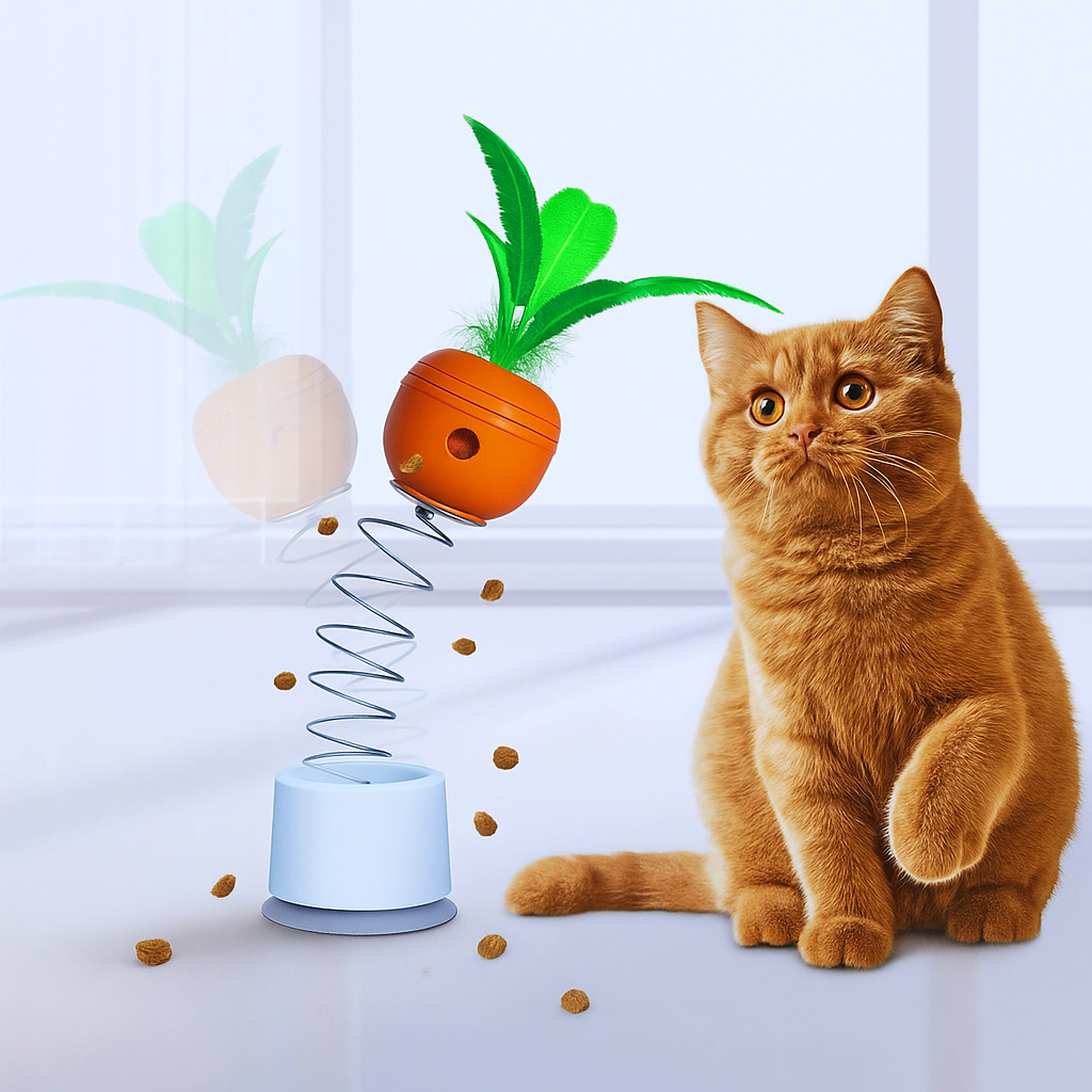 PlayInstinct – Intelligent Cat Toy with Feathers & Treat Dispenser
