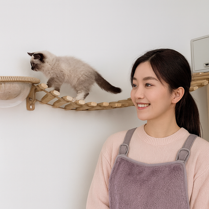 WallAdventure – Climbing Bridge & Hanging Ladder for Wall-Mounted Cat Play Areas