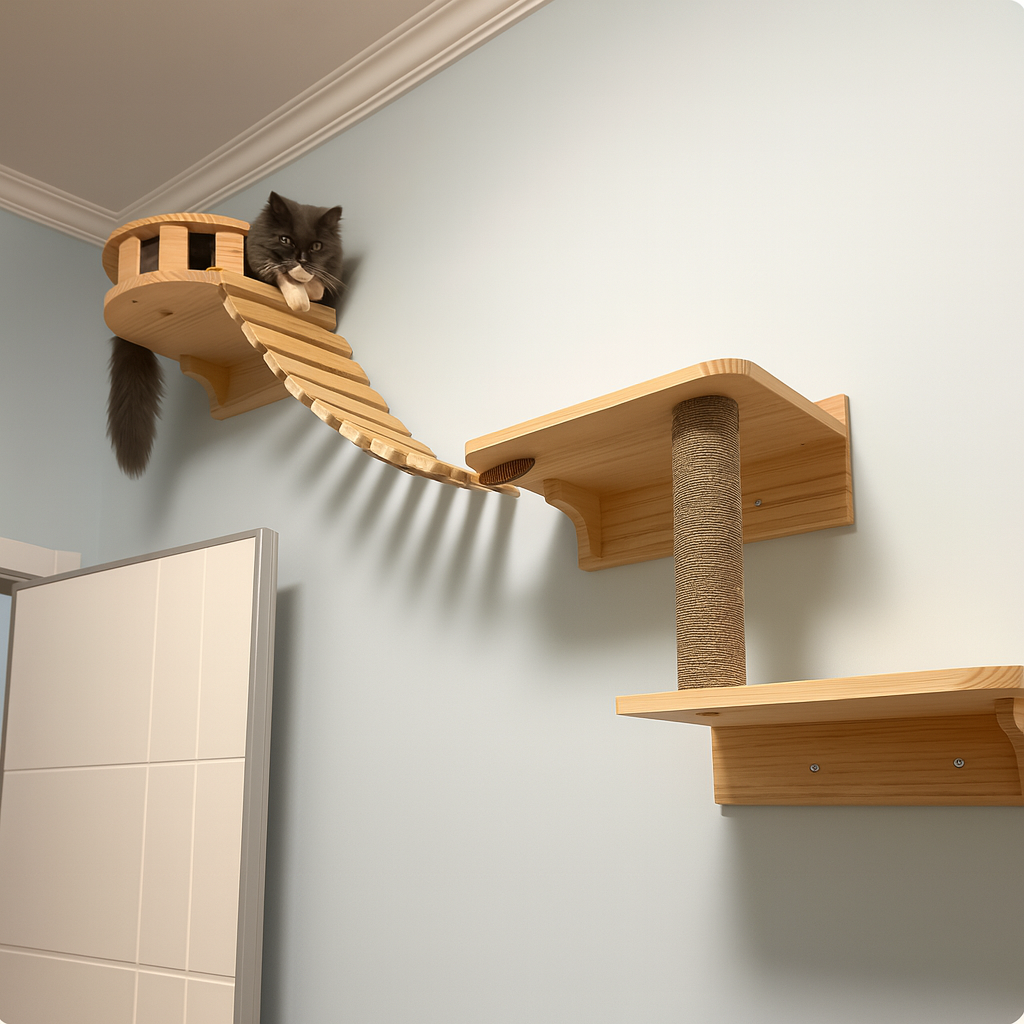 WallAdventure – Climbing Bridge & Hanging Ladder for Wall-Mounted Cat Play Areas