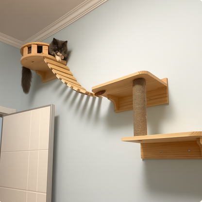 WallAdventure – Climbing Bridge & Hanging Ladder for Wall-Mounted Cat Play Areas