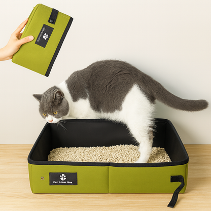 Foldable Cat Litter Tray for Travel & Home
