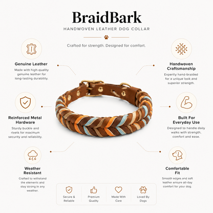 Handwoven Leather Dog Collar