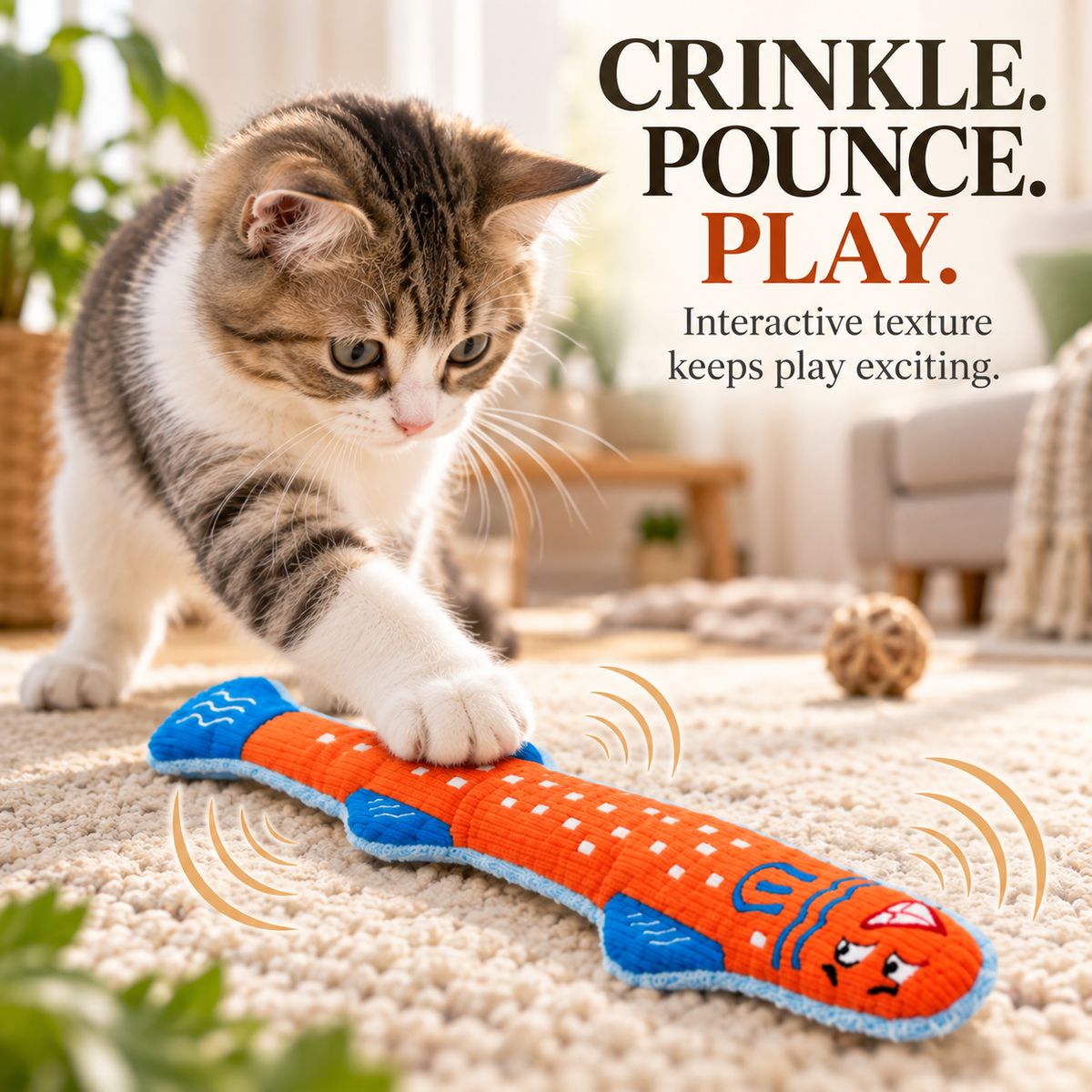 Crinkle Cat Chew Toy