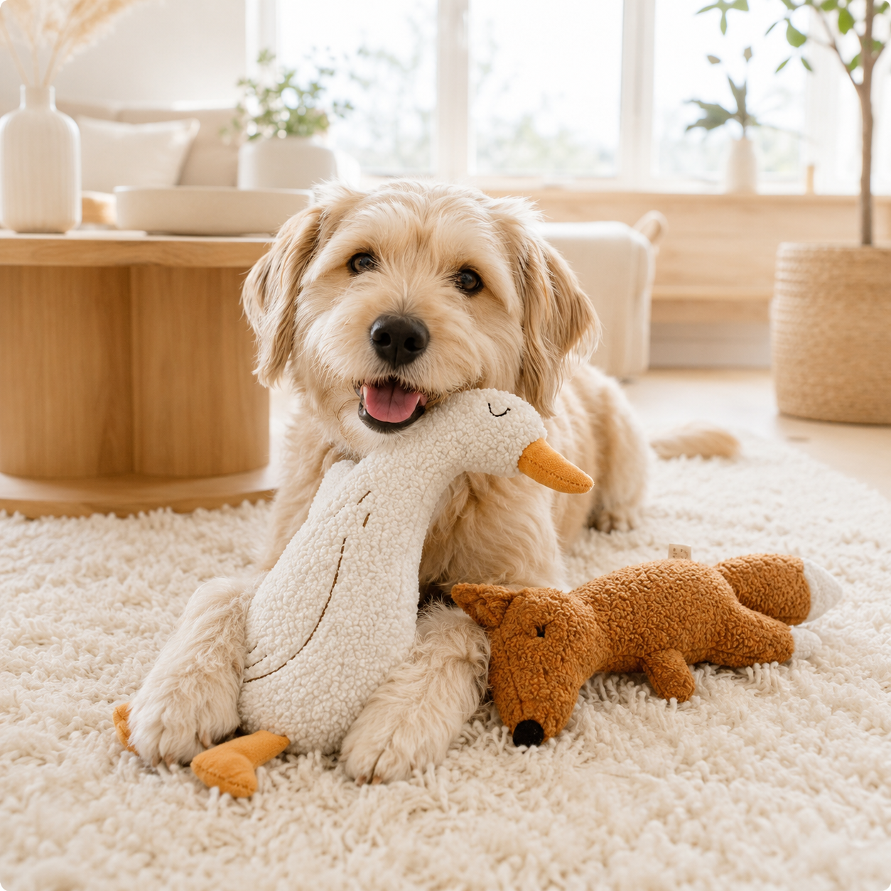 Crinkle Plush Fox & Goose Pet Toy
