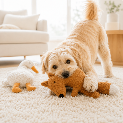 Crinkle Plush Fox & Goose Pet Toy