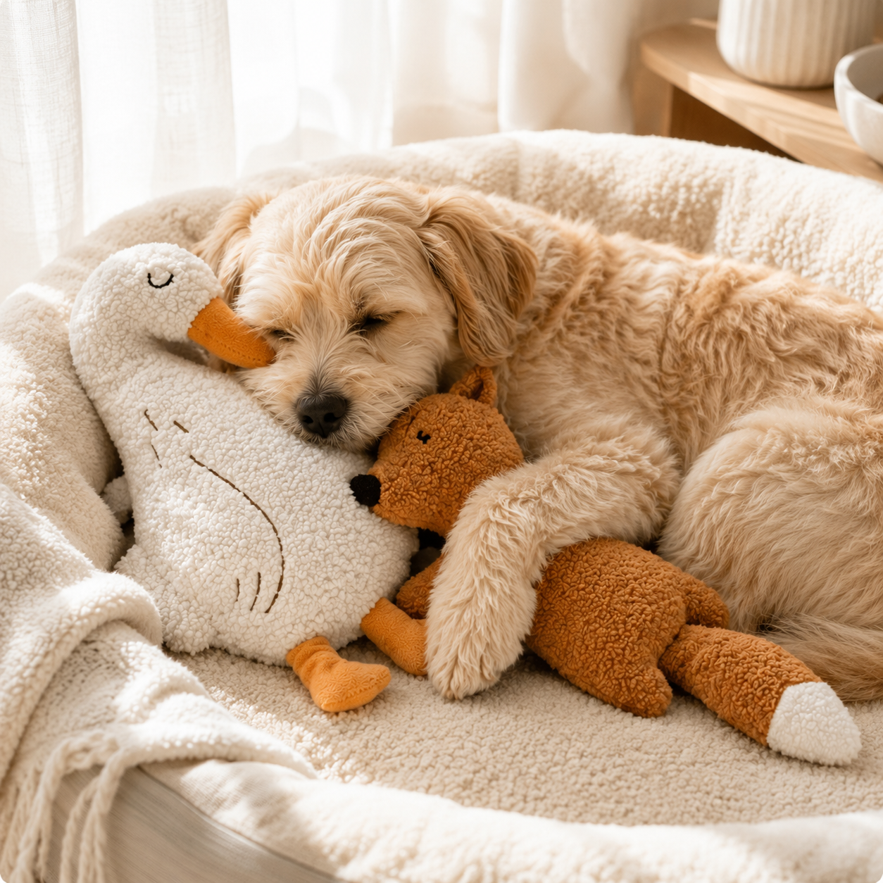 Crinkle Plush Fox & Goose Pet Toy