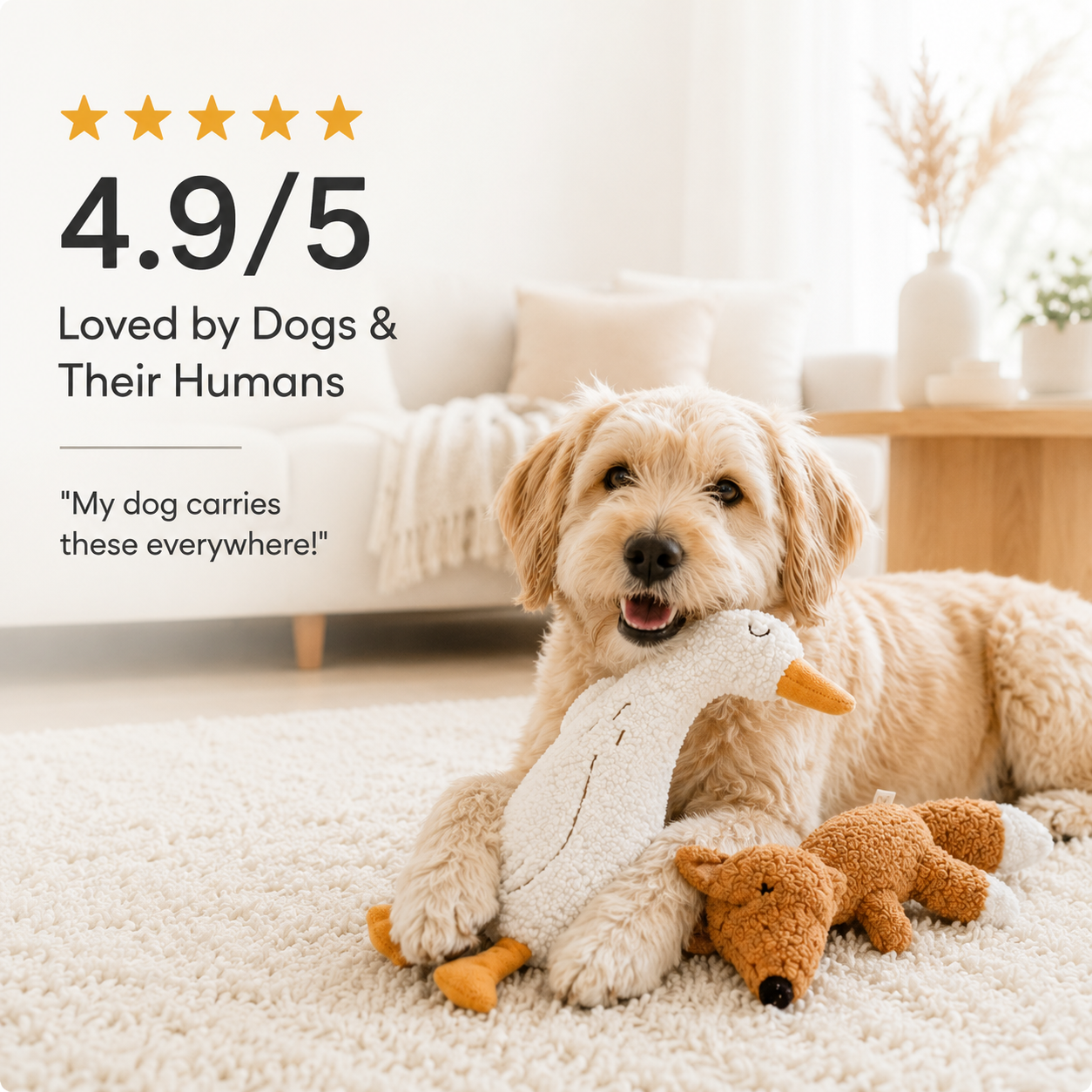 Crinkle Plush Fox & Goose Pet Toy