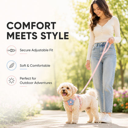 Floral Pet Harness & Lead Set