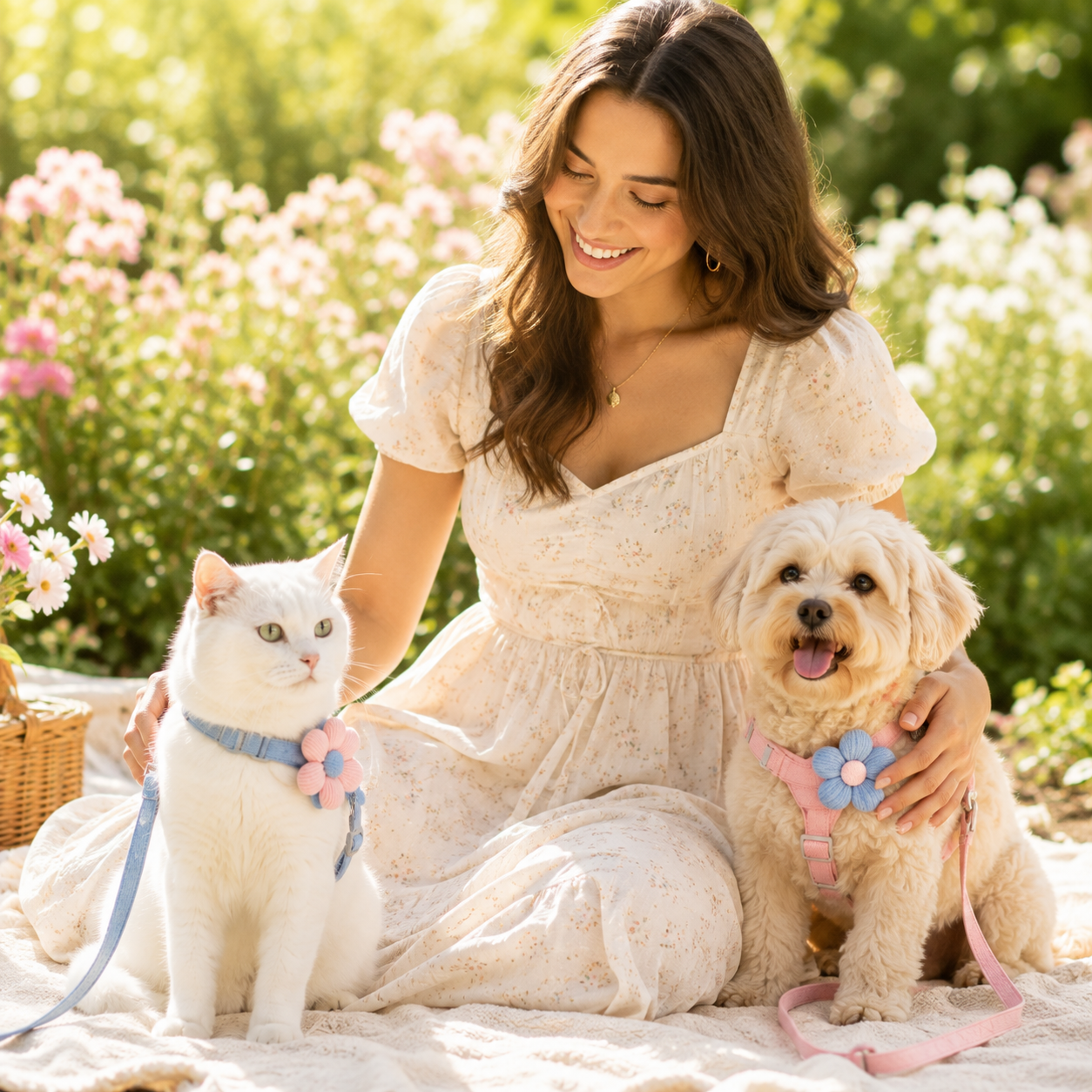 Floral Pet Harness & Lead Set