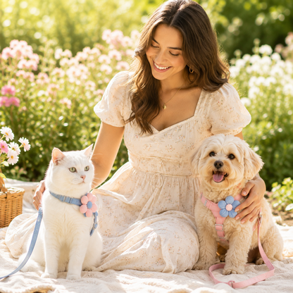 Floral Pet Harness & Lead Set