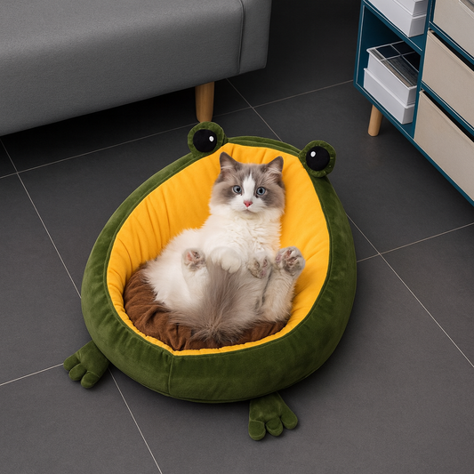FrogKing – Plush Frog-Design Snuggle Bed for Dogs & Cats