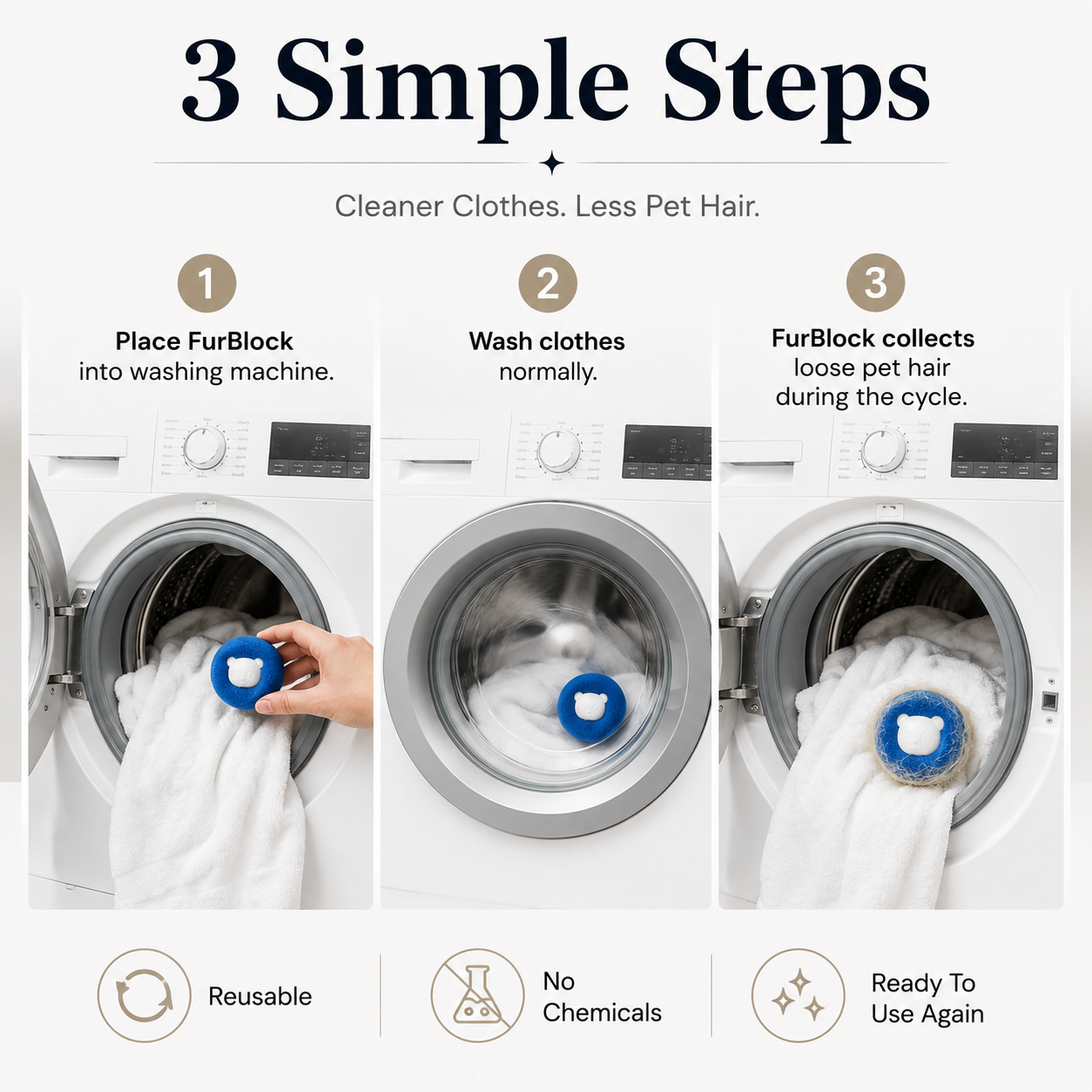 FurBlock Reusable Laundry Pet Hair Remover Balls