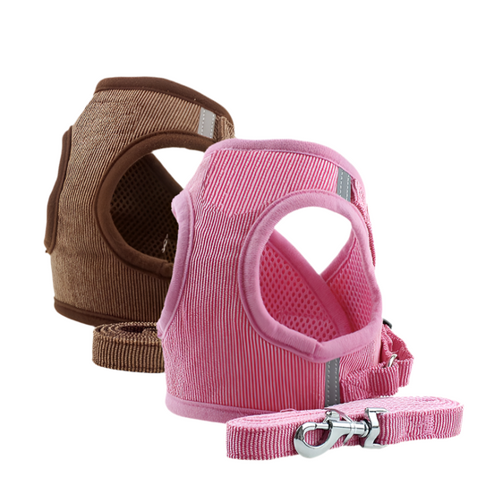 Heritage Corduroy Reflective Harness & Leash Set