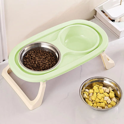 ElevateEase Foldable Double Stainless Bowl