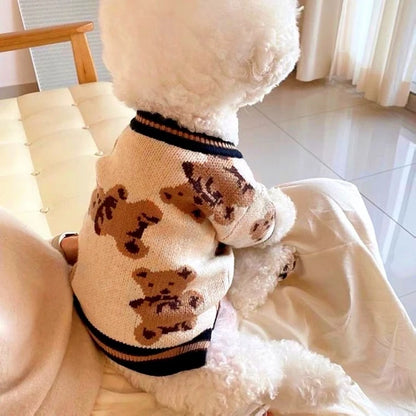 StripeLuxe Knit Pet Cardigan