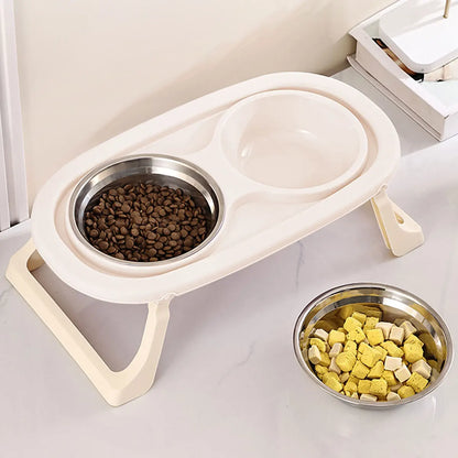 ElevateEase Foldable Double Stainless Bowl