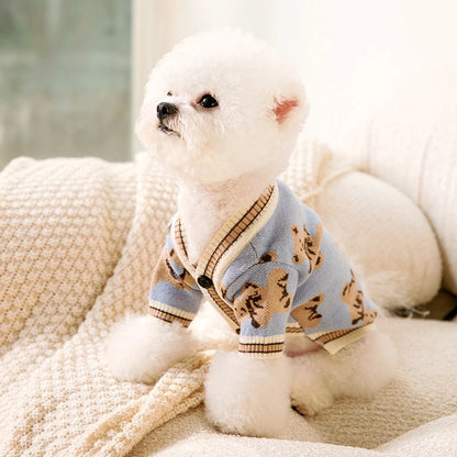 StripeLuxe Knit Pet Cardigan