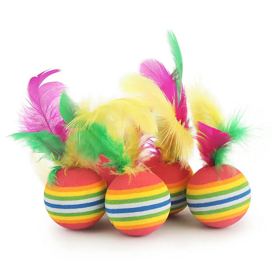 RainbowFlick 10-Pack Feather Cat Balls