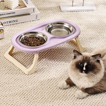 ElevateEase Foldable Double Stainless Bowl