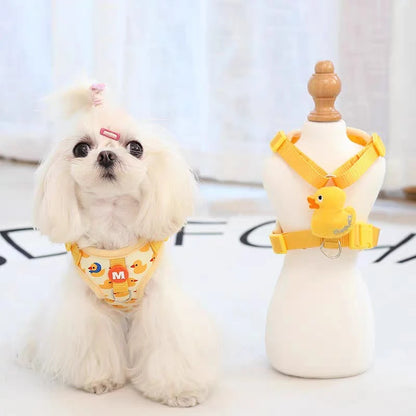 Quacky-Cute Adjustable Dog Harness & Leash Set